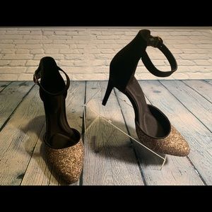 Silver and black heel